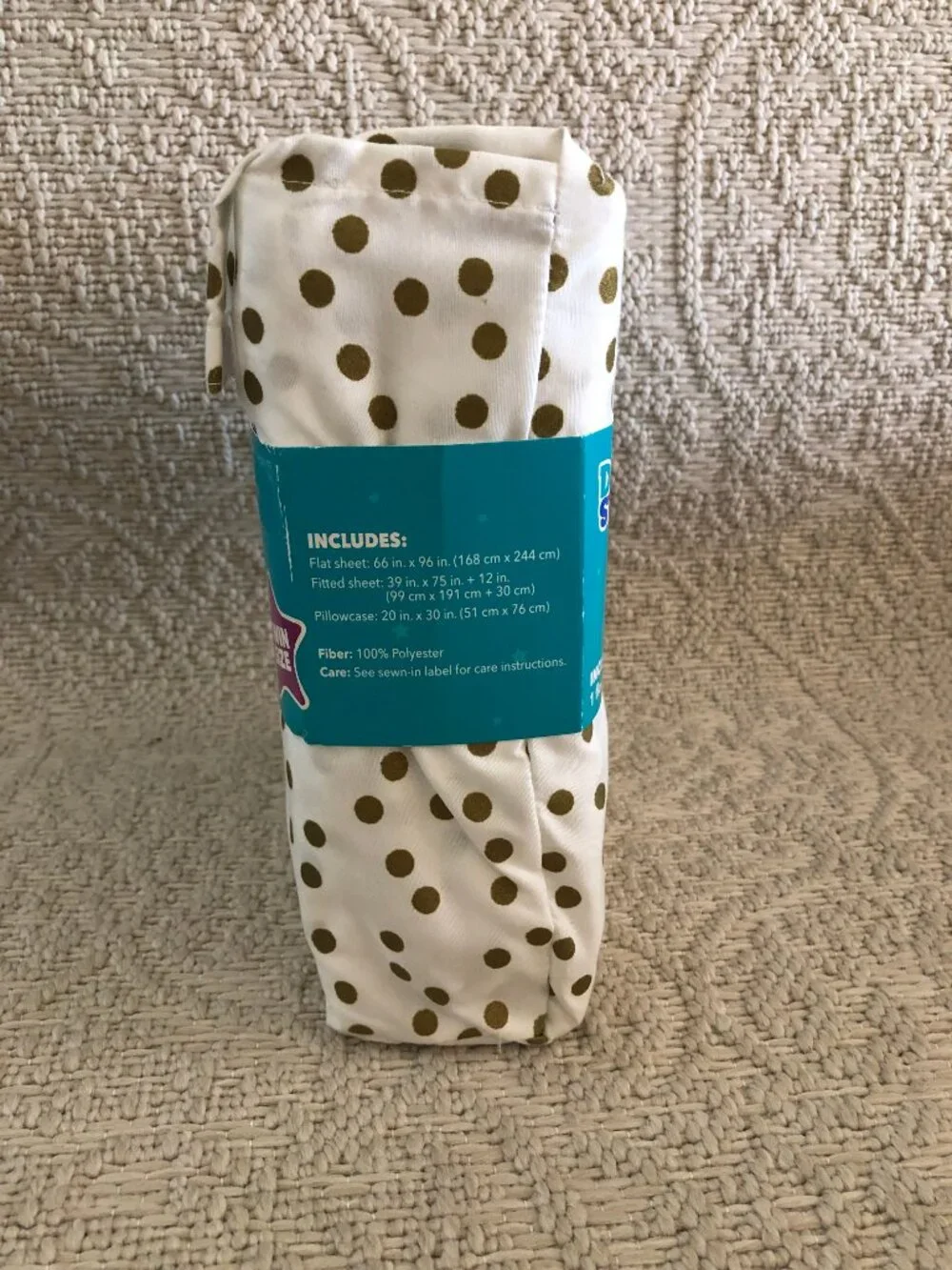 Dream Street 3 Piece of black polka dots over a solid white background. Twin Sz